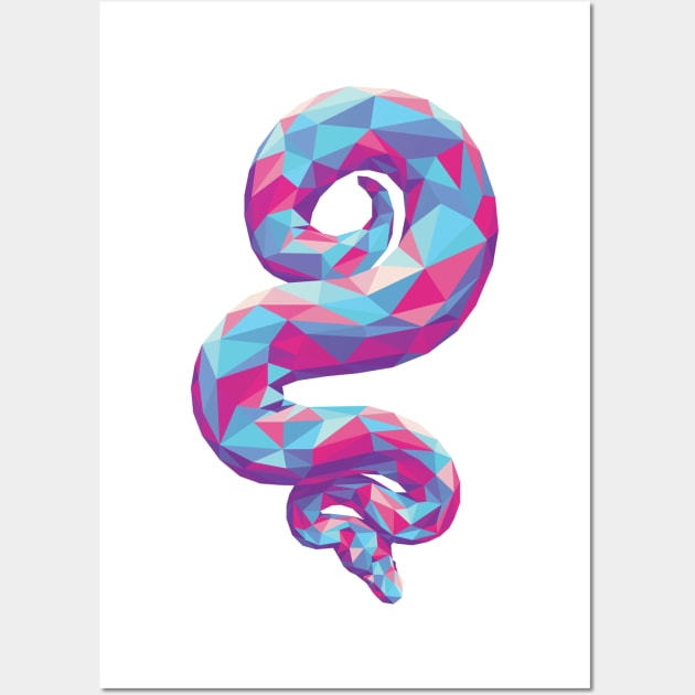 Soft Colorful Geometric Snake Wall Art by polliadesign